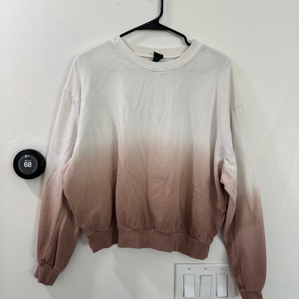 Wild Fable White and Brown Ombre Crewneck